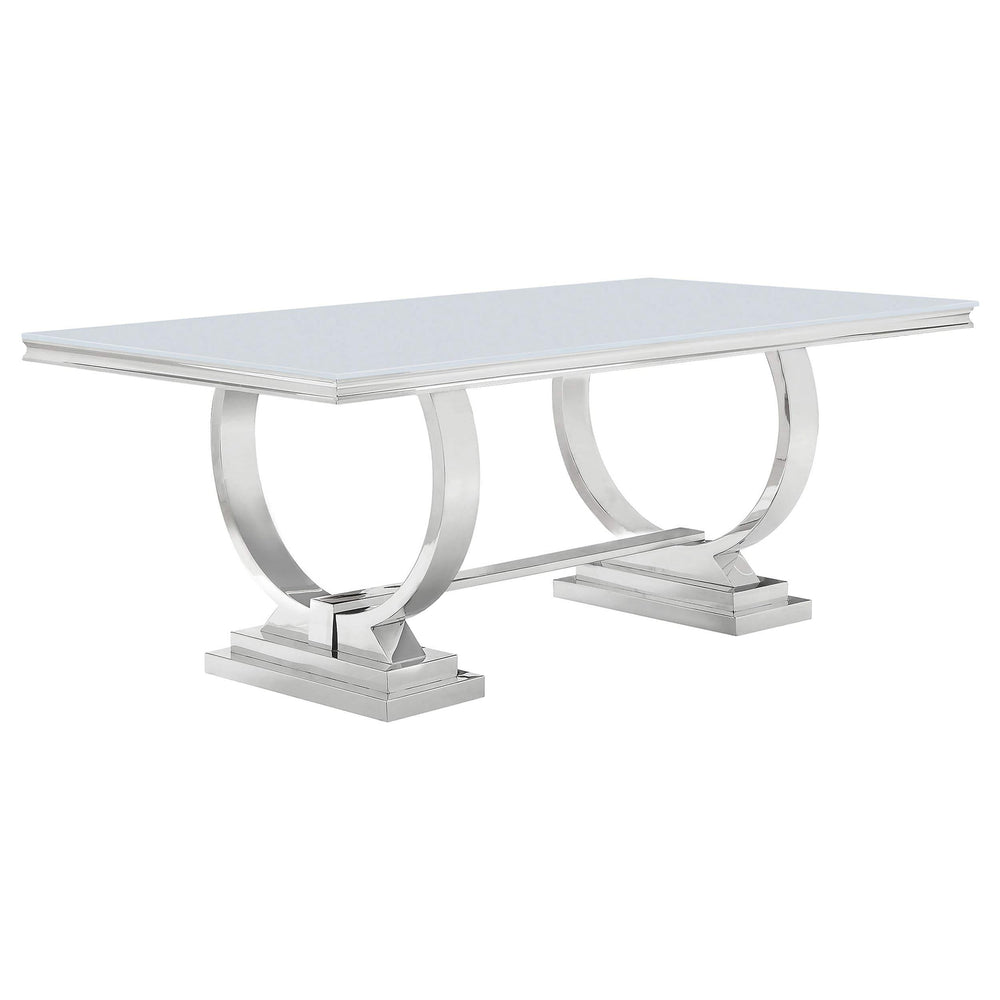 Juego de mesa de comedor rectangular Antoine de 7 piezas con tapa de vidrio, color gris