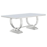 Juego de mesa de comedor rectangular Antoine de 7 piezas con tapa de vidrio, color gris