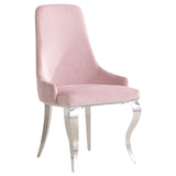 Juego de comedor Antoine de 7 piezas con tapa de vidrio rectangular, gris y rosa