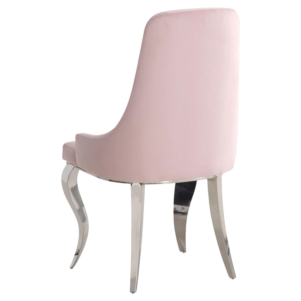 Juego de comedor Antoine de 7 piezas con tapa de vidrio rectangular, gris y rosa