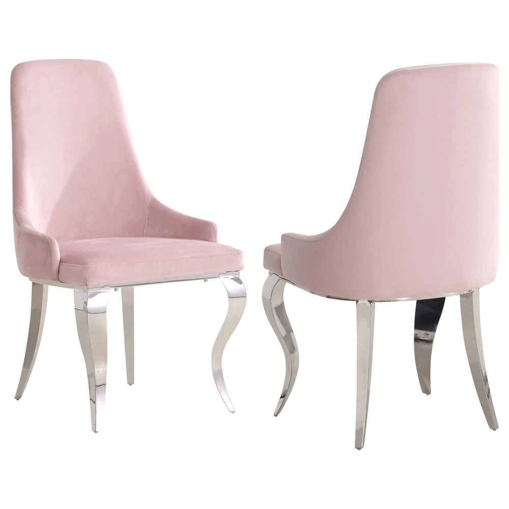 Silla de comedor tapizada en terciopelo Antoine, color rosa (juego de 2)