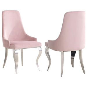 Silla de comedor tapizada en terciopelo Antoine, color rosa (juego de 2)