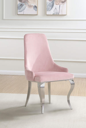 Silla de comedor tapizada en terciopelo Antoine, color rosa (juego de 2)