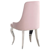 Silla de comedor tapizada en terciopelo Antoine, color rosa (juego de 2)