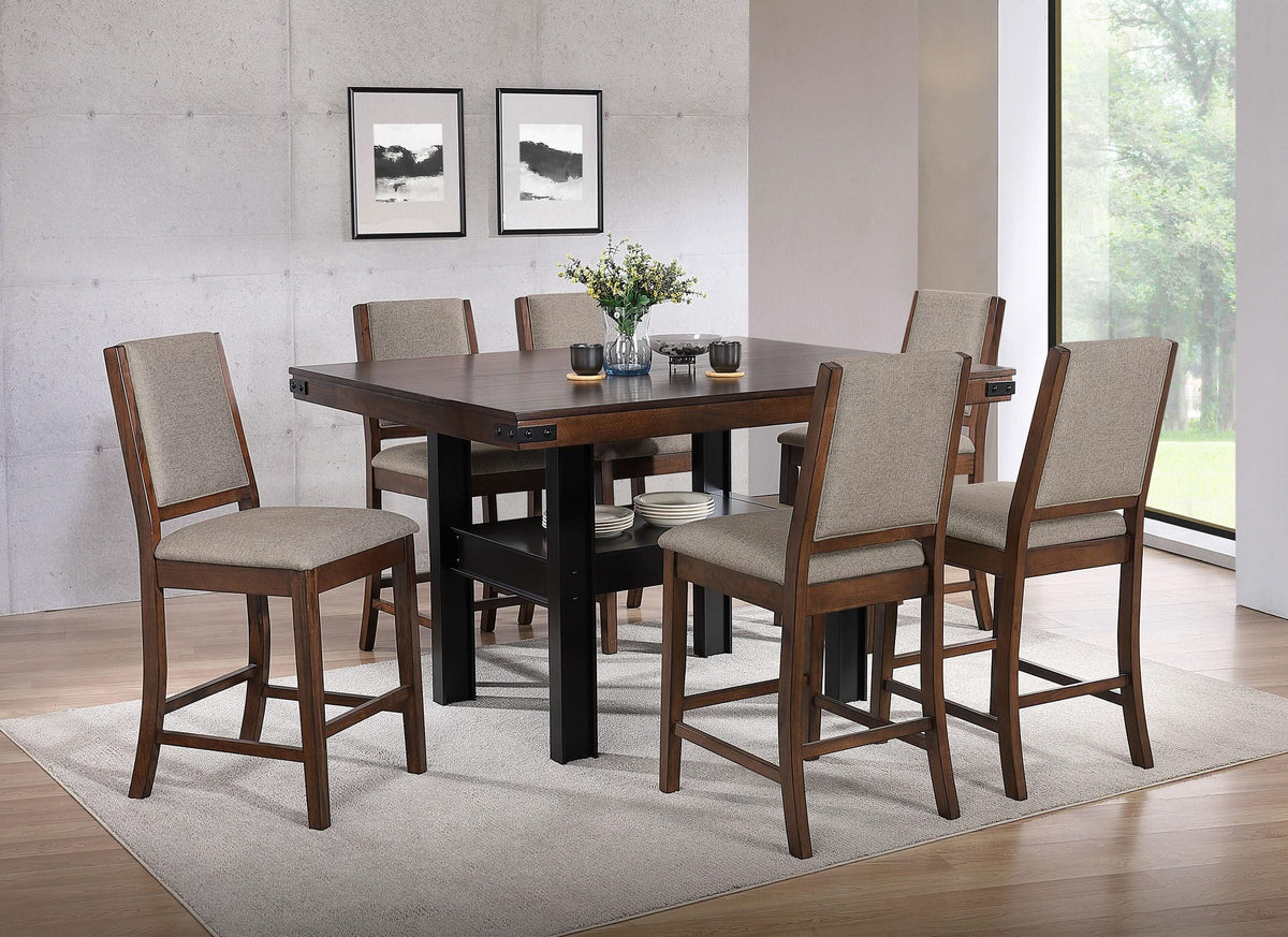 Juego de comedor Patterson de 7 piezas de altura de mostrador en roble mango