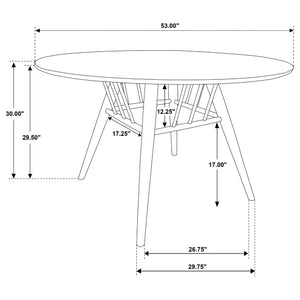Juego de mesa de comedor redonda Everton de 5 piezas de 53 pulgadas en nogal oscuro