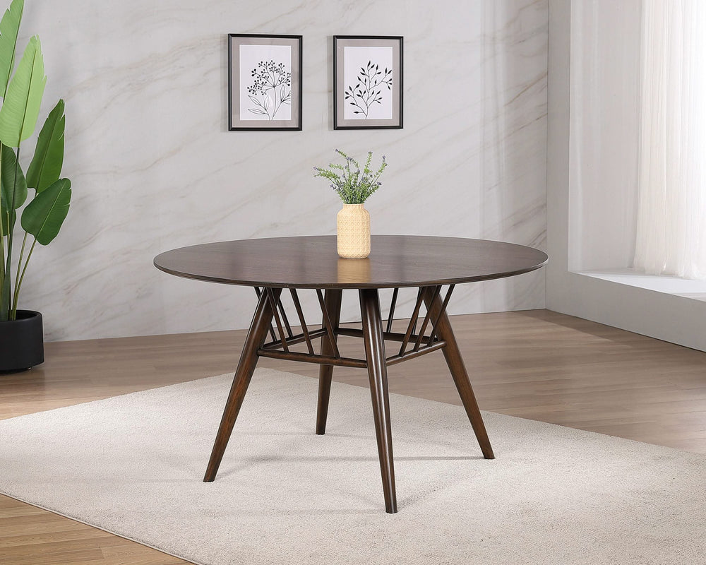 Mesa de comedor redonda Everton de madera de 53 pulgadas en nogal oscuro