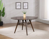 Mesa de comedor redonda Everton de madera de 53 pulgadas en nogal oscuro
