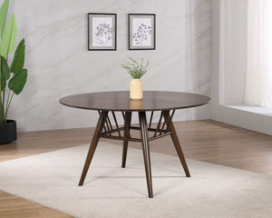Mesa de comedor redonda Everton de madera de 53 pulgadas en nogal oscuro