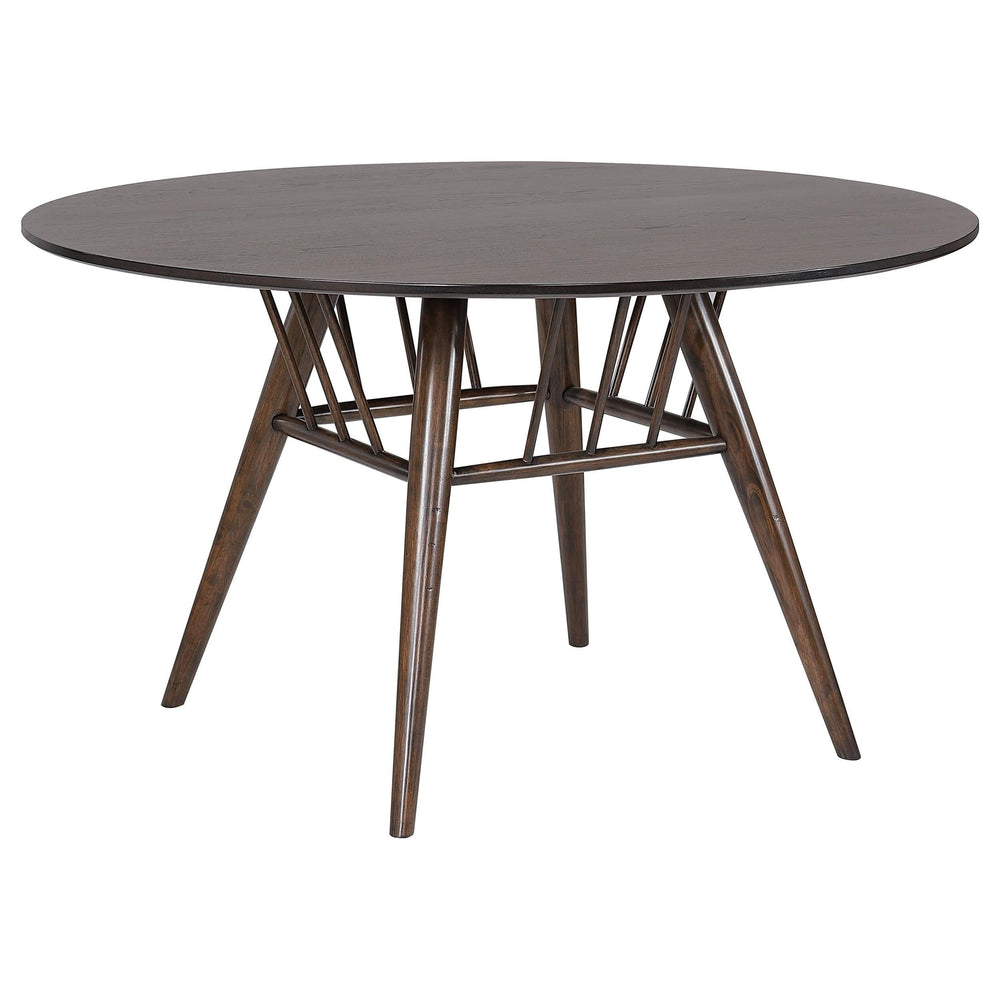 Mesa de comedor redonda Everton de madera de 53 pulgadas en nogal oscuro