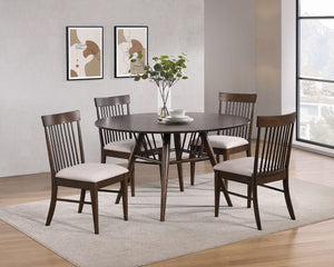 Mesa de comedor redonda Everton de madera de 53 pulgadas en nogal oscuro