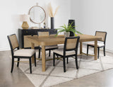 Juego de mesa de comedor extensible de 5 piezas Arini en color arena y negro