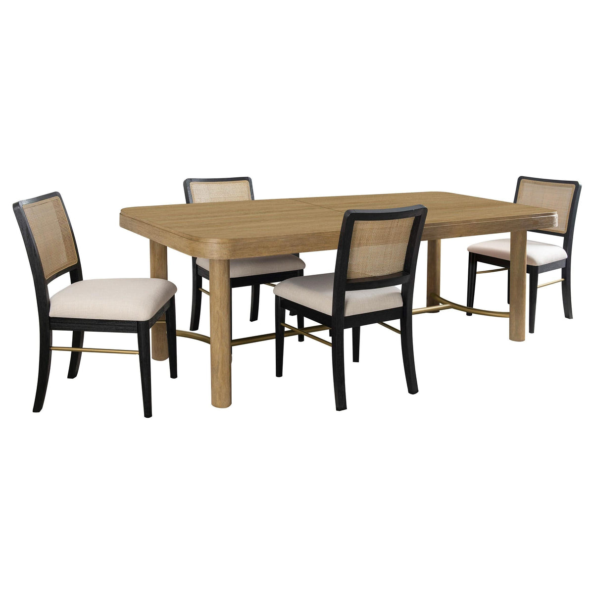 Juego de mesa de comedor extensible de 5 piezas Arini en color arena y negro