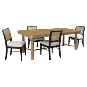 Juego de mesa de comedor extensible de 5 piezas Arini en color arena y negro