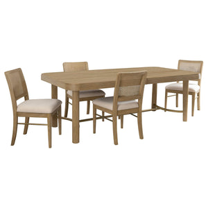 Juego de mesa de comedor Arini de 5 piezas con hojas extensibles, color arena