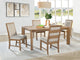 Juego de comedor rectangular Bruner de 5 piezas de 72 pulgadas en marrón natural