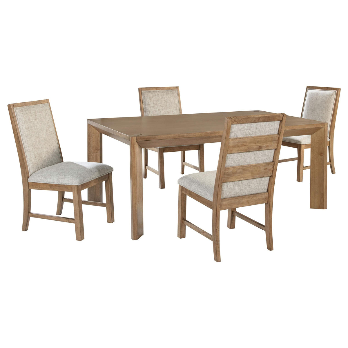 Juego de comedor rectangular Bruner de 5 piezas de 72 pulgadas en marrón natural
