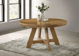 Mesa de comedor redonda Danvers de madera de roble marrón de 54 pulgadas