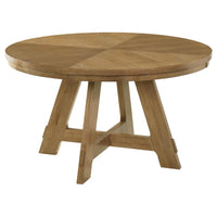 Mesa de comedor redonda Danvers de madera de roble marrón de 54 pulgadas