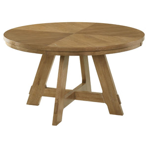 Mesa de comedor redonda Danvers de madera de roble marrón de 54 pulgadas