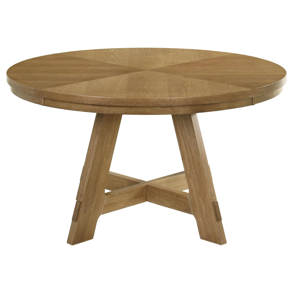 Mesa de comedor redonda Danvers de madera de roble marrón de 54 pulgadas