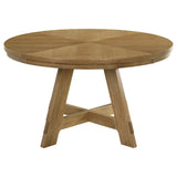 Mesa de comedor redonda Danvers de madera de roble marrón de 54 pulgadas