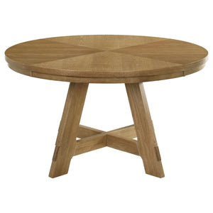 Mesa de comedor redonda Danvers de madera de roble marrón de 54 pulgadas