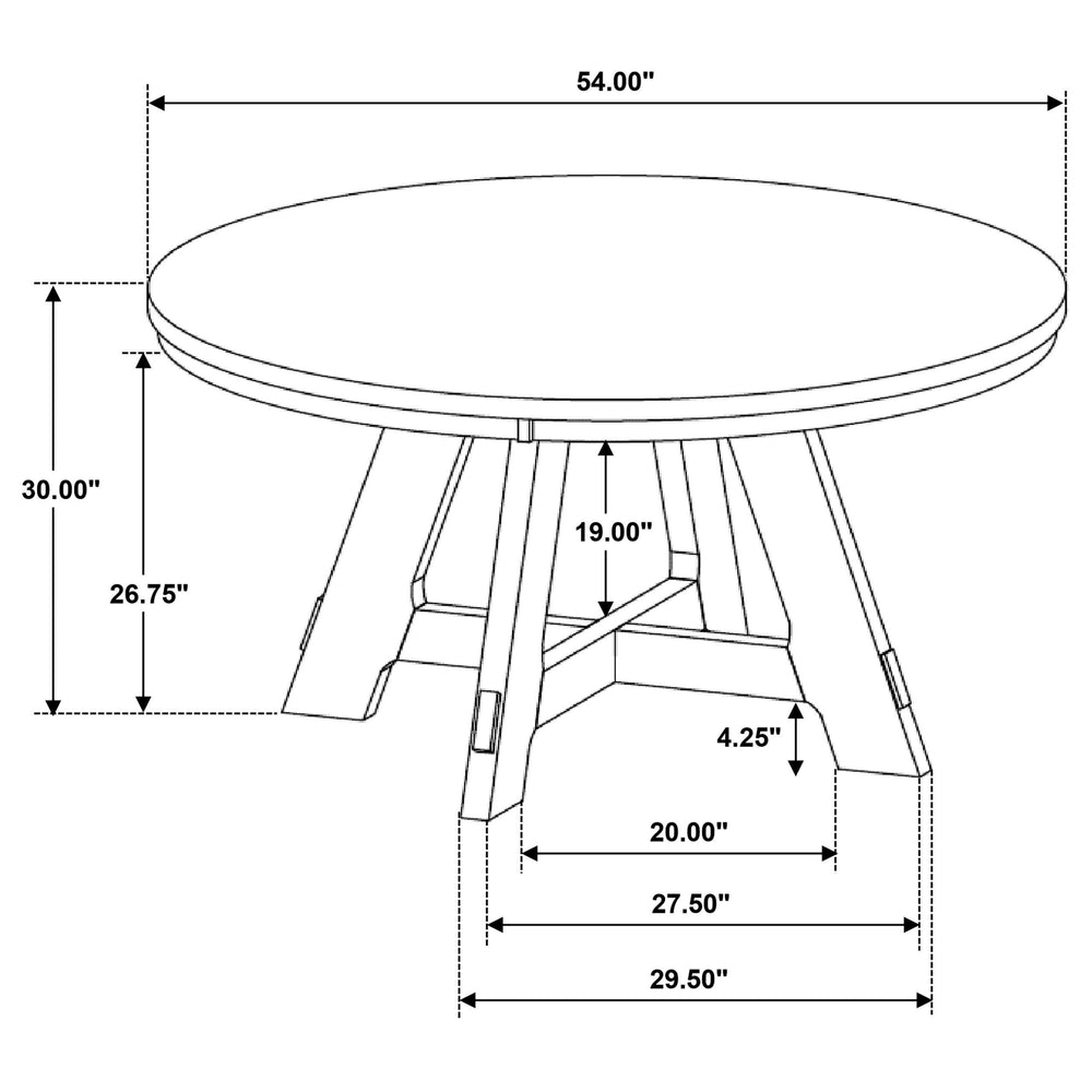 Mesa de comedor redonda Danvers de madera de roble marrón de 54 pulgadas