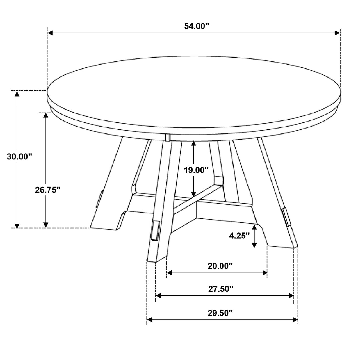 Mesa de comedor redonda Danvers de madera de roble marrón de 54 pulgadas