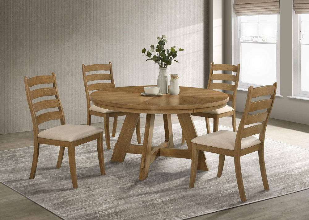 Mesa de comedor redonda Danvers de madera de roble marrón de 54 pulgadas