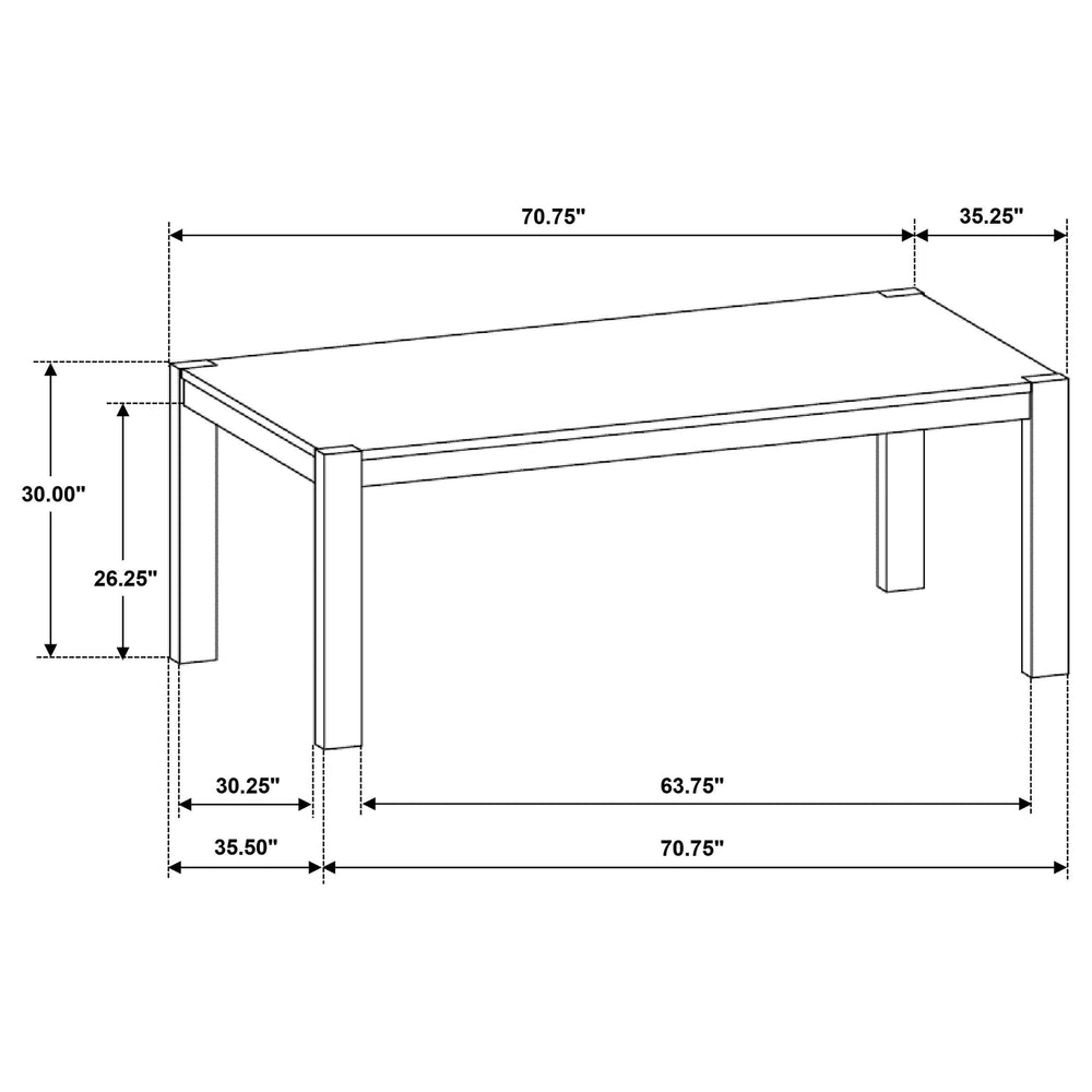 Mesa de comedor Scottsdale de madera maciza de 71 pulgadas, color marrón lavado