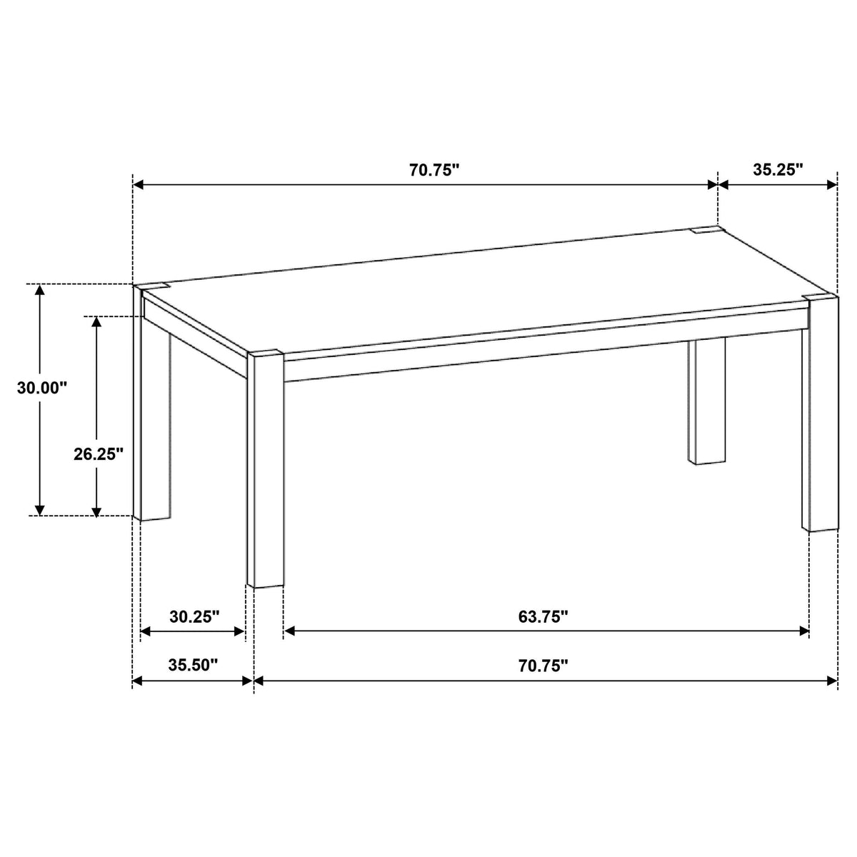 Mesa de comedor Scottsdale de madera maciza de 71 pulgadas, color marrón lavado