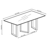Mesa de comedor rectangular de piedra sinterizada Desden de 79 pulgadas, color gris