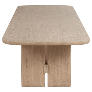Mesa de comedor rectangular de madera Kailani de 110 pulgadas en roble beige