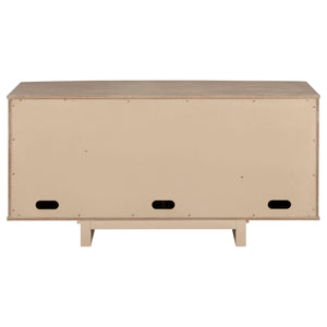 Aparador de caña de 4 puertas Kailani, mueble buffet, roble beige