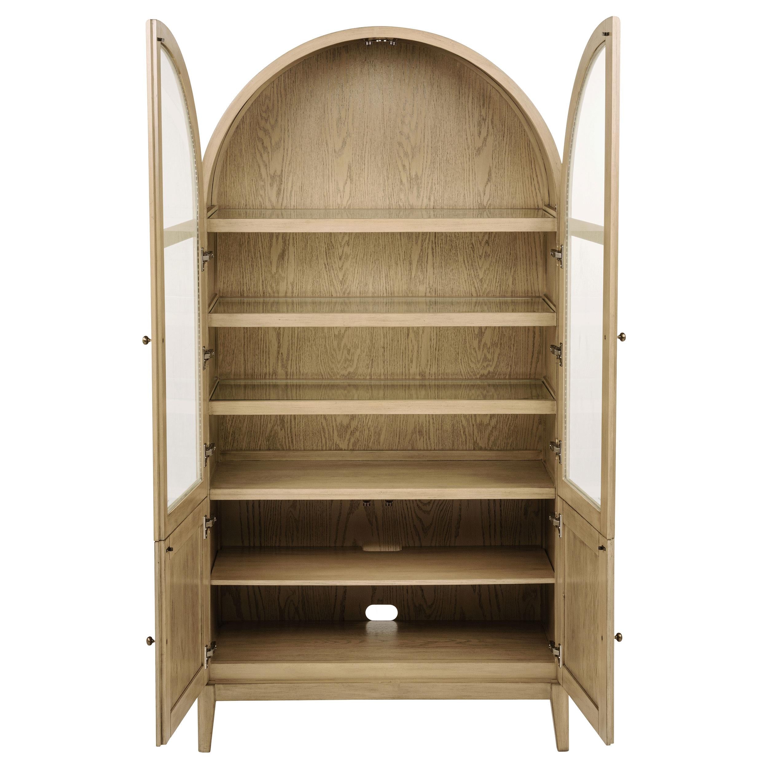 Kailani 4-Door Cane Dining Vitrine Display Cabinet Beige Oak