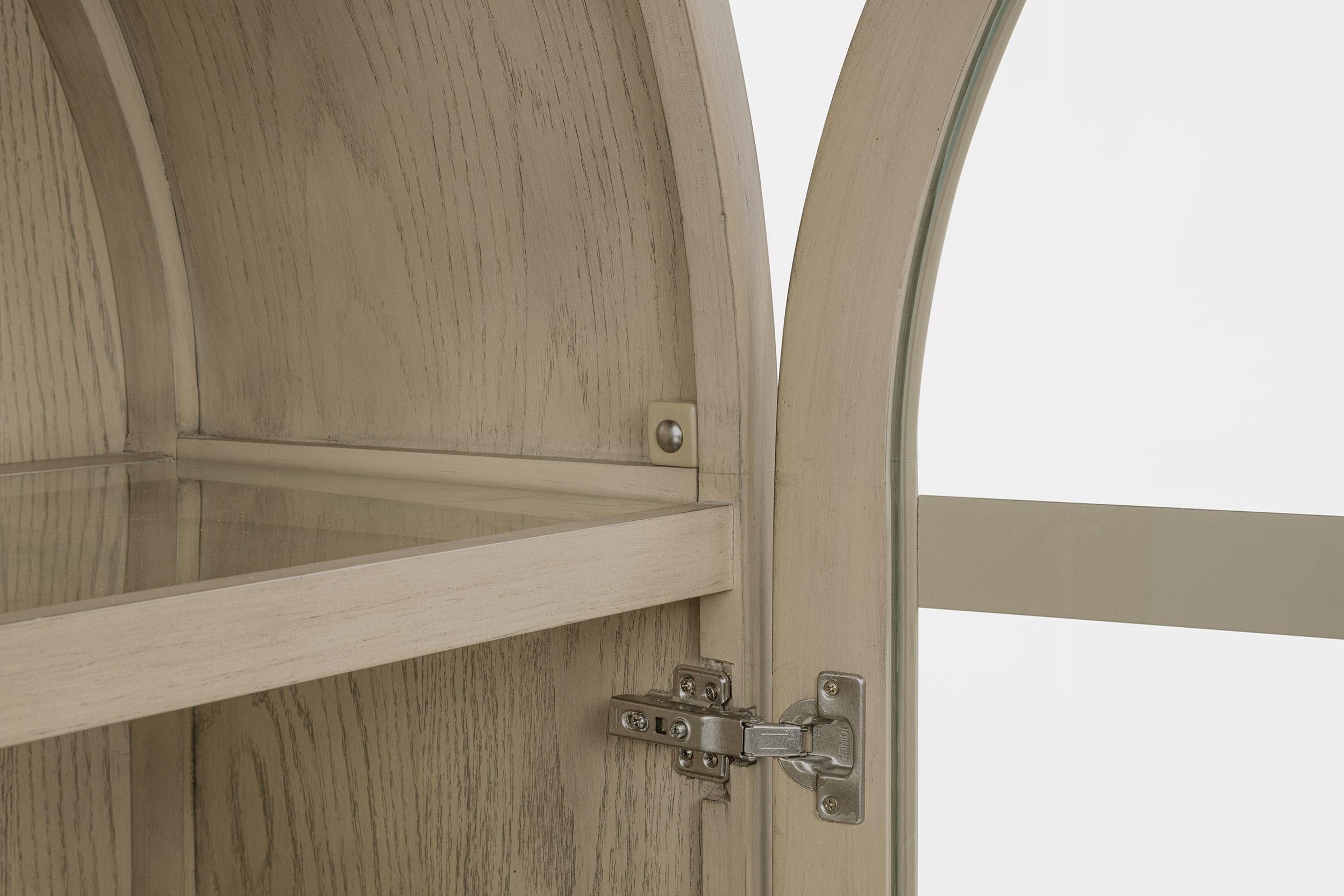 Kailani 4-Door Cane Dining Vitrine Display Cabinet Beige Oak