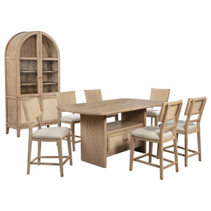 Juego de comedor Kailani de 8 piezas con gabinete de roble beige