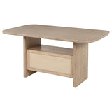 Mesa de comedor Kailani de caña con altura de mostrador y almacenamiento, de roble beige