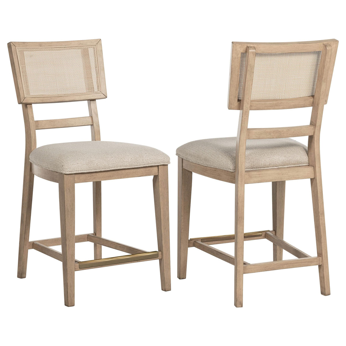 Silla auxiliar de ratán Kailani de roble beige (juego de 2)