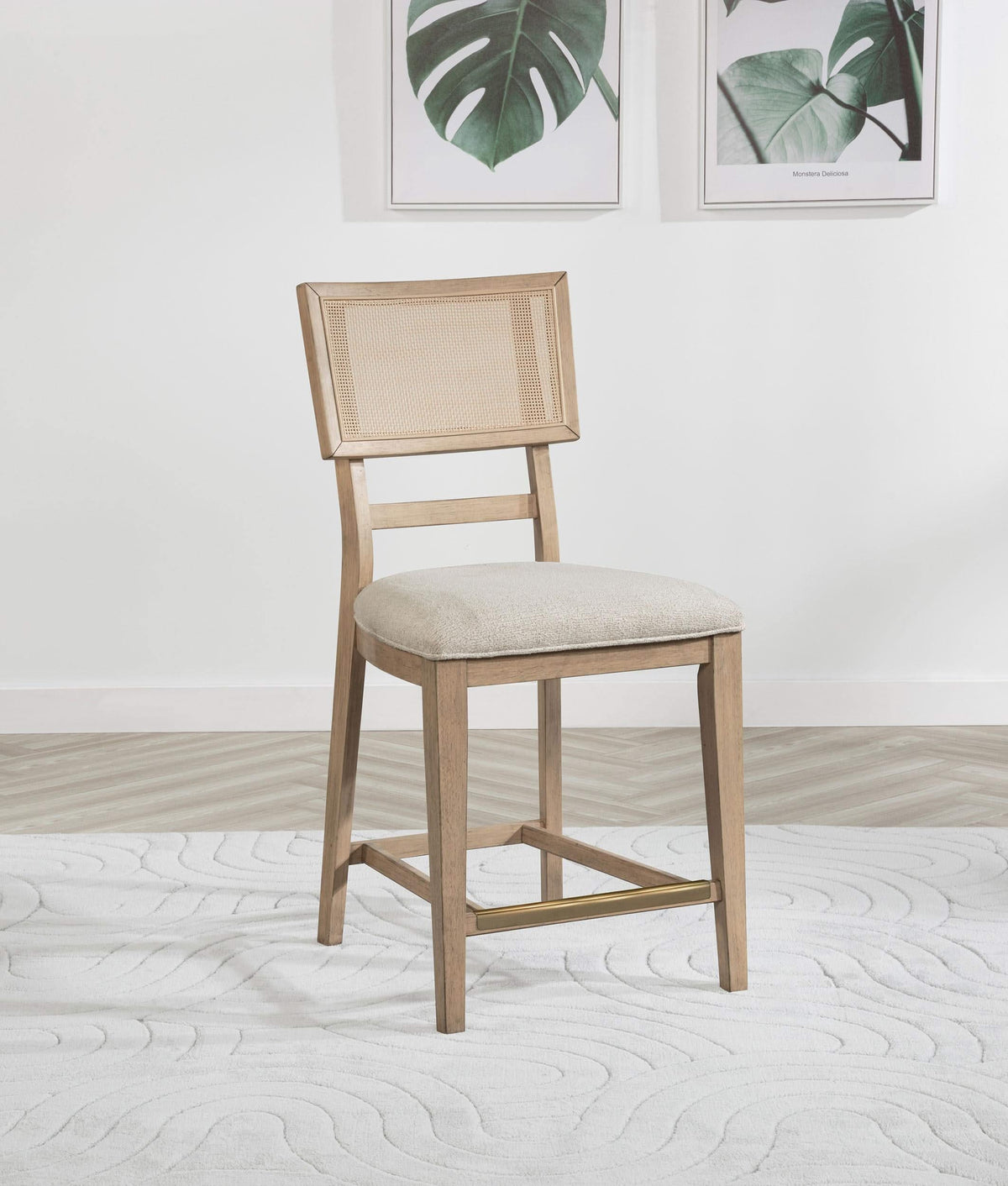 Silla auxiliar de ratán Kailani de roble beige (juego de 2)
