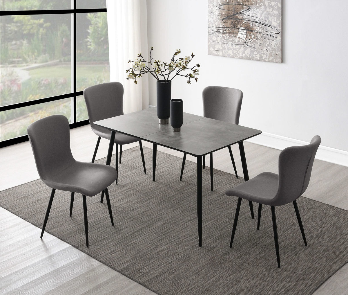 Juego de comedor Horizon de 5 piezas con mesa extensible, color gris