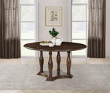 Mesa de comedor con pedestal de madera redonda Landon de 60 pulgadas en marrón intenso
