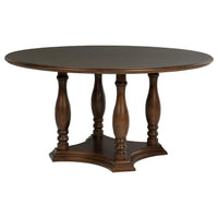 Mesa de comedor con pedestal de madera redonda Landon de 60 pulgadas en marrón intenso