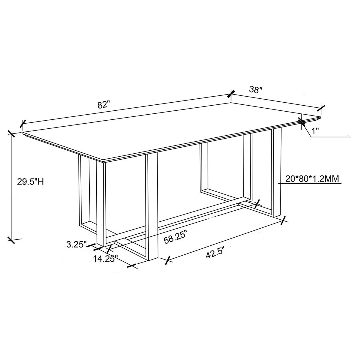 Mesa de comedor rectangular Annika con tapa de vidrio, blanca y cromada