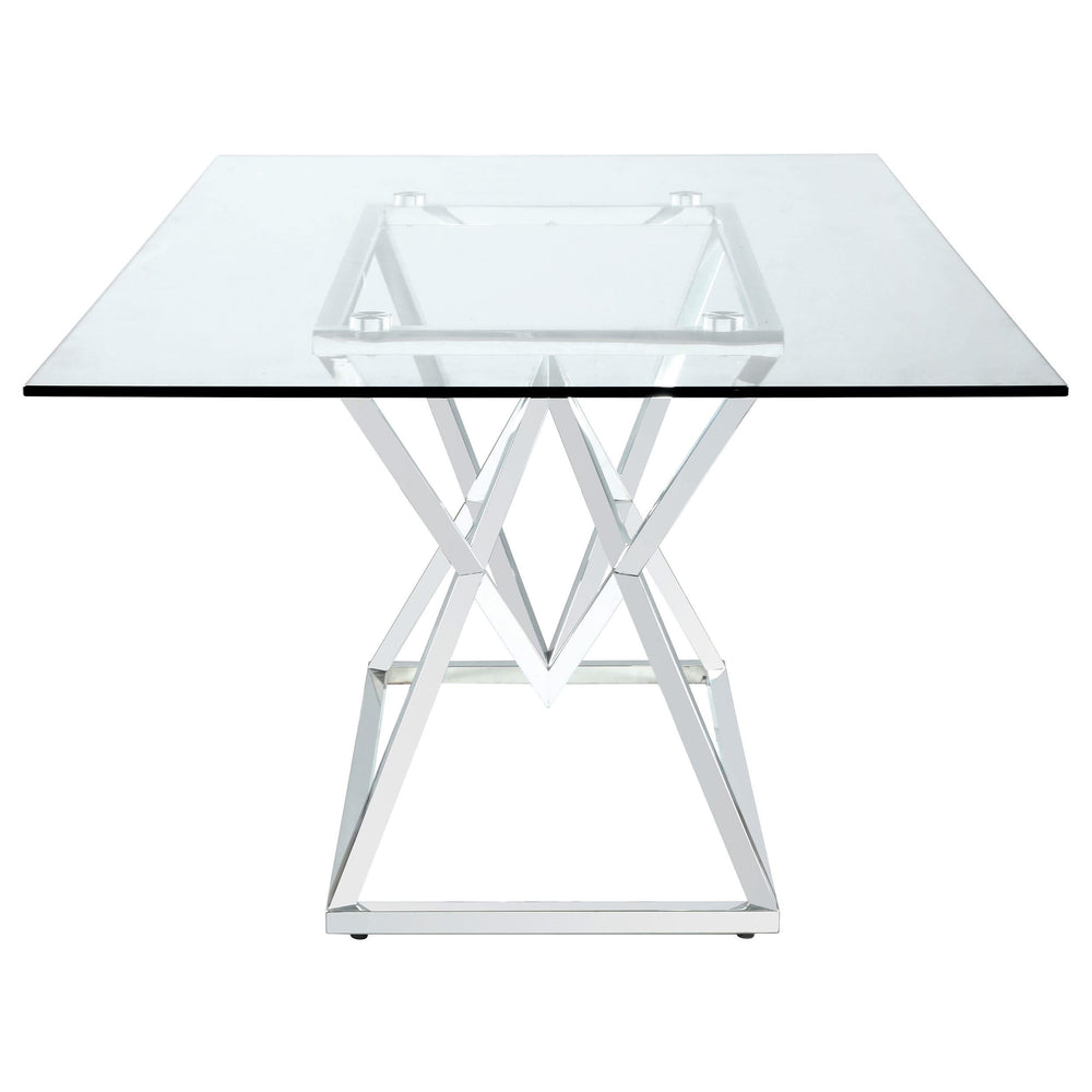 Juego de comedor rectangular Beaufort de 5 piezas en cromo y gris