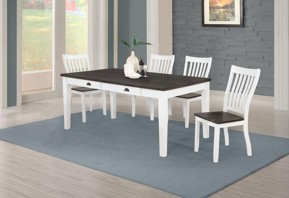 Juego de comedor rectangular Kingman de 5 piezas en color espresso y blanco