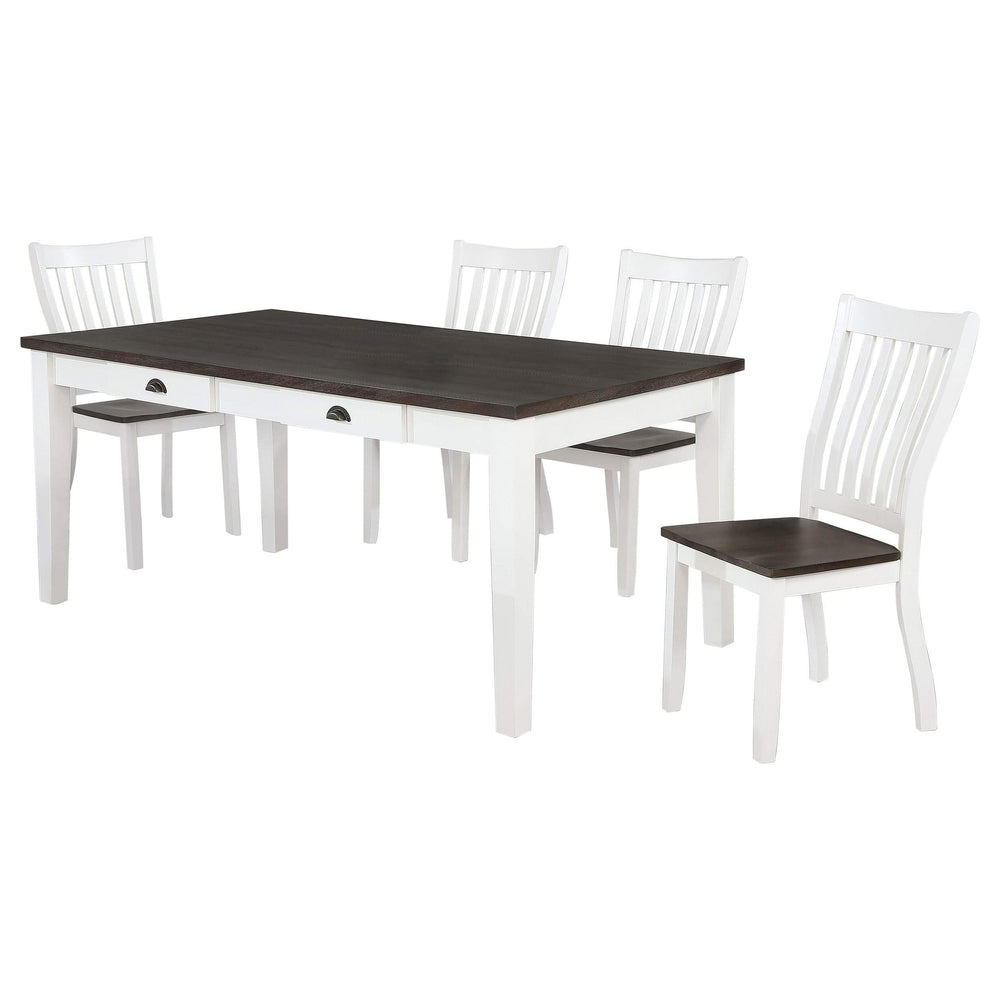 Juego de comedor rectangular Kingman de 5 piezas en color espresso y blanco