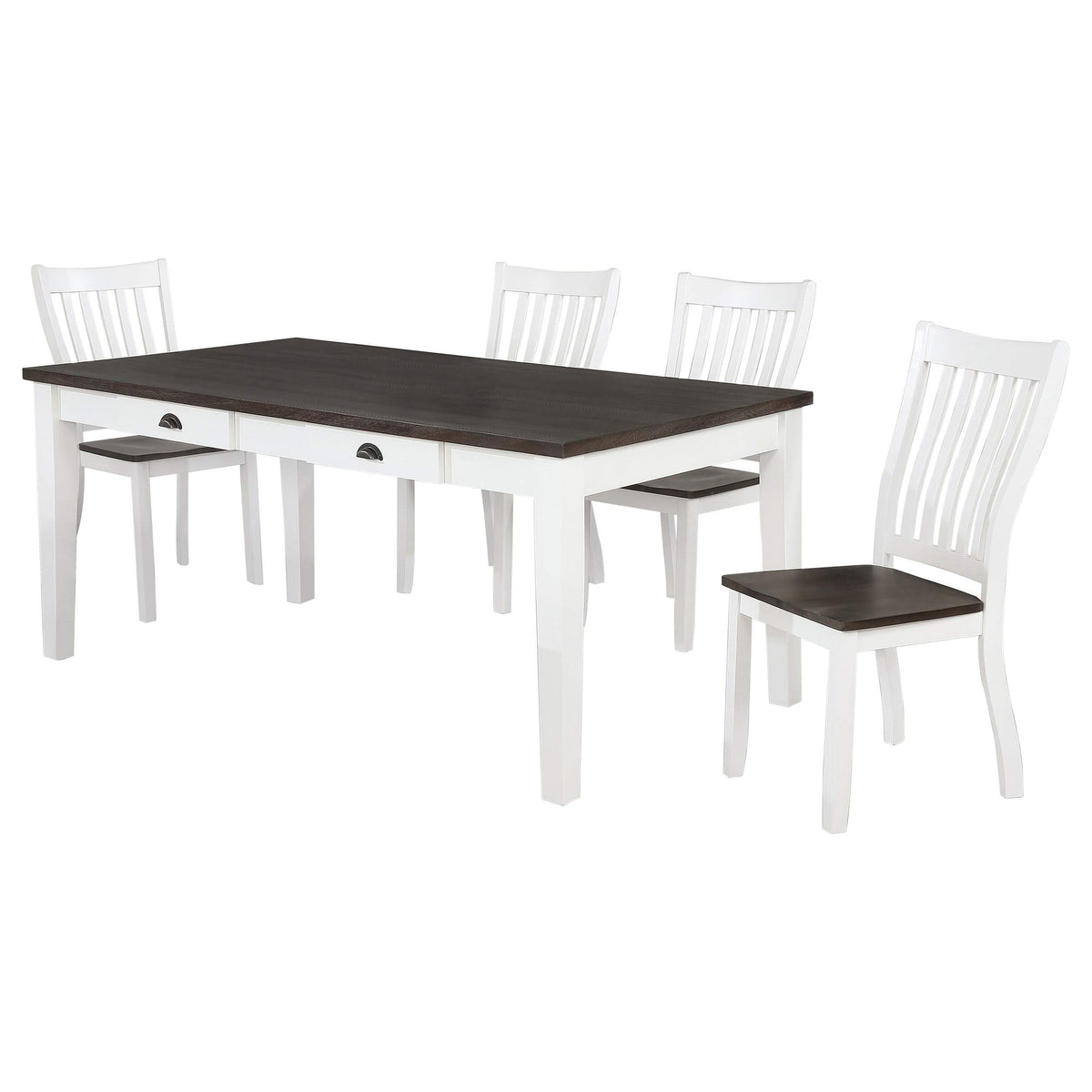 Juego de comedor rectangular Kingman de 5 piezas en color espresso y blanco