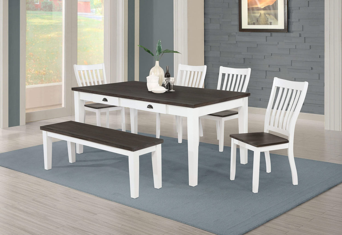 Juego de comedor rectangular Kingman de 6 piezas en color espresso y blanco